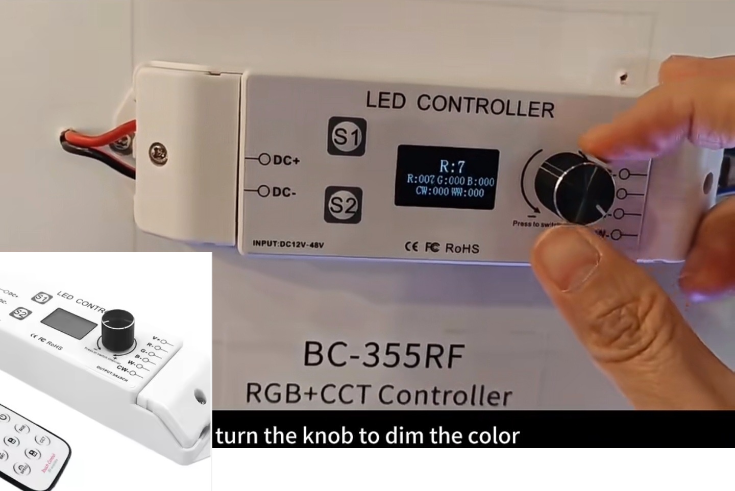 (image for) 5 channels rotary RGB + CCT LED controller for 48V DC dimming led bulb or 48V led strip light, 12V 24V 36V 48V Rotary RGB+CCT controller, Dimmer 48v, DC Dimmer 12V, 24V, 36V, 48V, PWM Dimme 