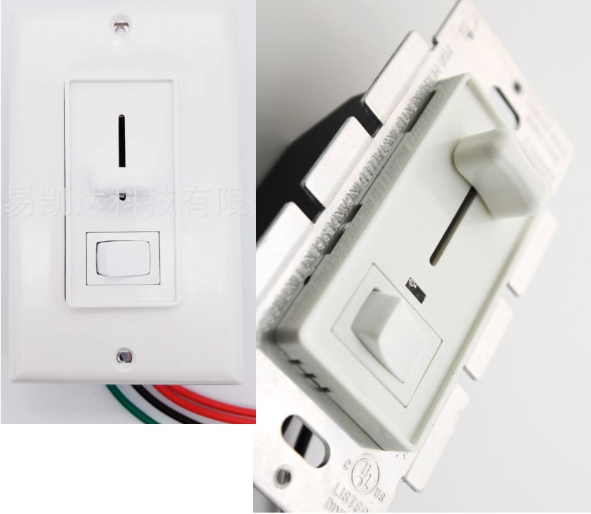 (image for) Slide phase dimmer wall switch with UL CUL listed application for 3~200W/AC 120V LED bulb or 15~600 watt incandescent bulb, SCR dimmer wall switch